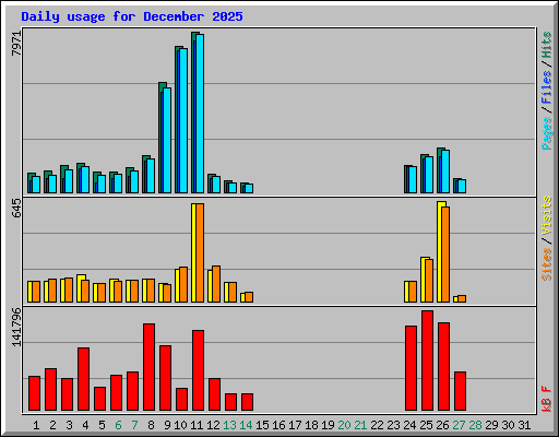 Daily usage for December 2025